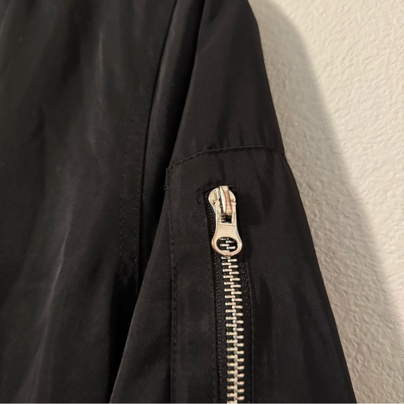 Women’s Lush Black Bomber Jacket with Silver Zippers Medium - Picture 8 of 14